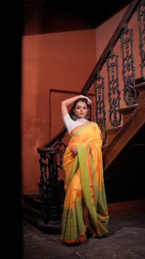 Cotton Chhapa Saree- Lemons