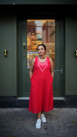 Handwoven Jamdani A-line Jamdani Dress
