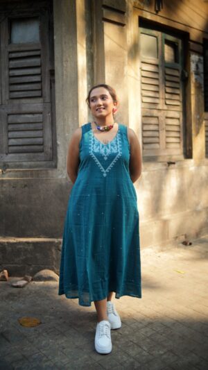 Handwoven Jamdani A-line Jamdani Dress