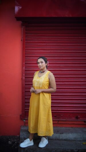 Handwoven Jamdani A-line Jamdani Dress