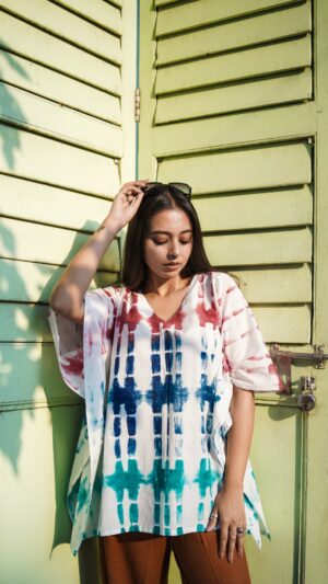 Cotton Tie-dye Kaftan Top