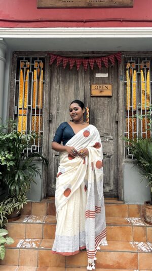 Cotton Chhapa Saree- Geometric