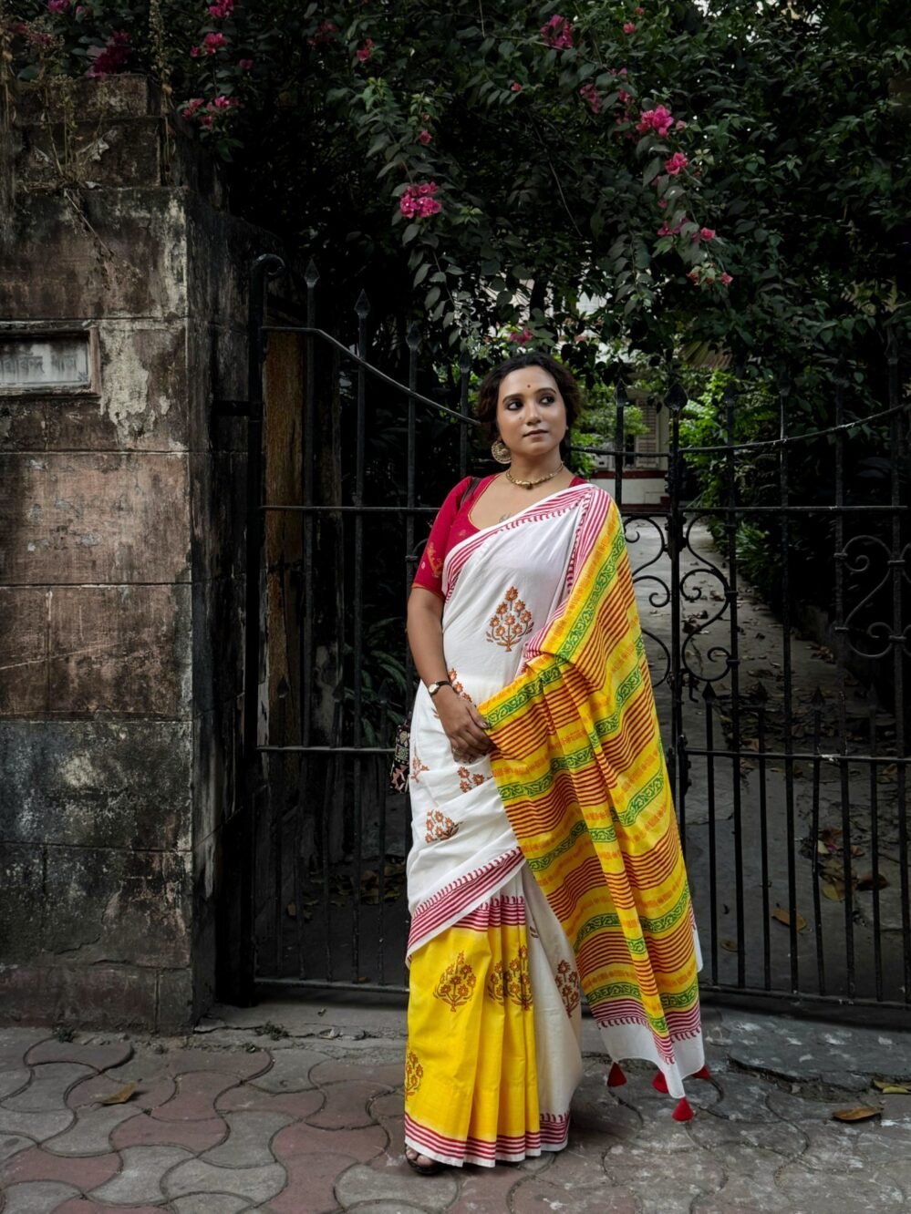 Cotton Chhapa Saree- Palash
