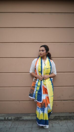 Cotton Tie Dye Saree- MultiPop