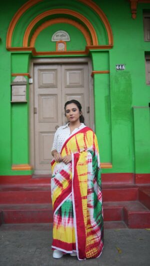 Cotton Tie Dye Saree- MultiPop