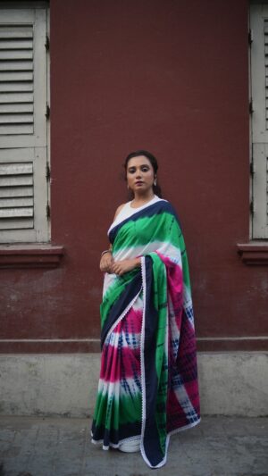 Cotton Tie Dye Saree- MultiPop