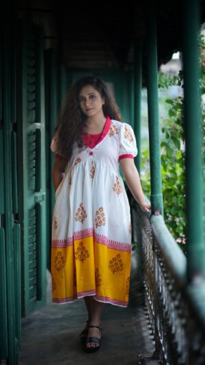 Pure Cotton Flared Long Dress - Palash