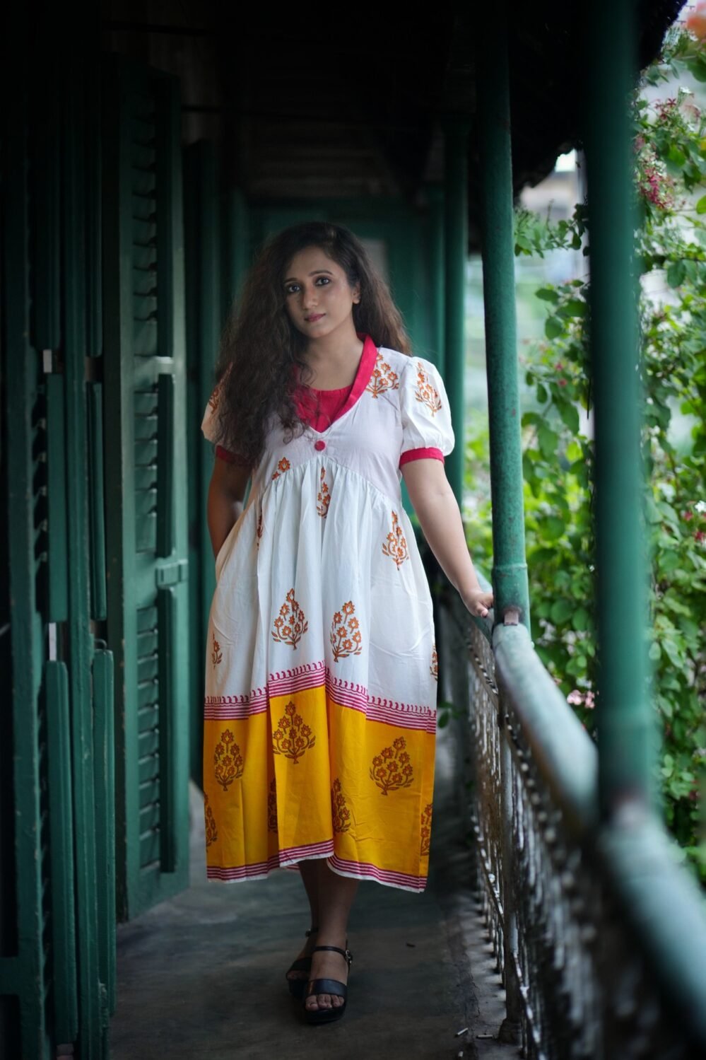 Pure Cotton Flared Long Dress - Palash