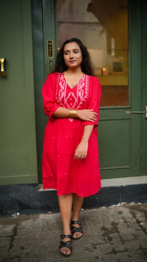 Pujor Jama- puff sleeves Jamdani Dress