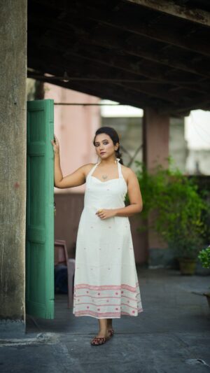 Jamdani Halter dress