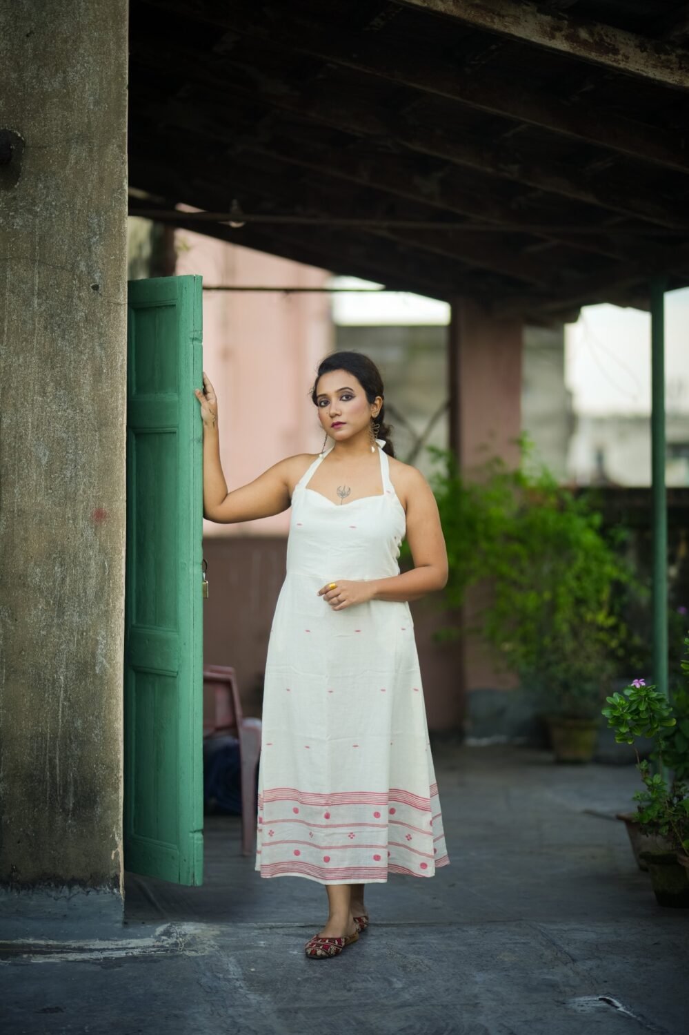 Jamdani Halter dress