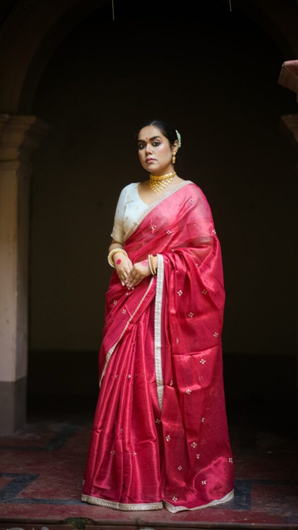 Naaz Embroidered Tissue Saree- FIRDAUS