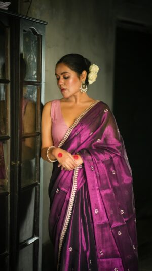 Naaz Embroidered Tissue Saree- MEHR