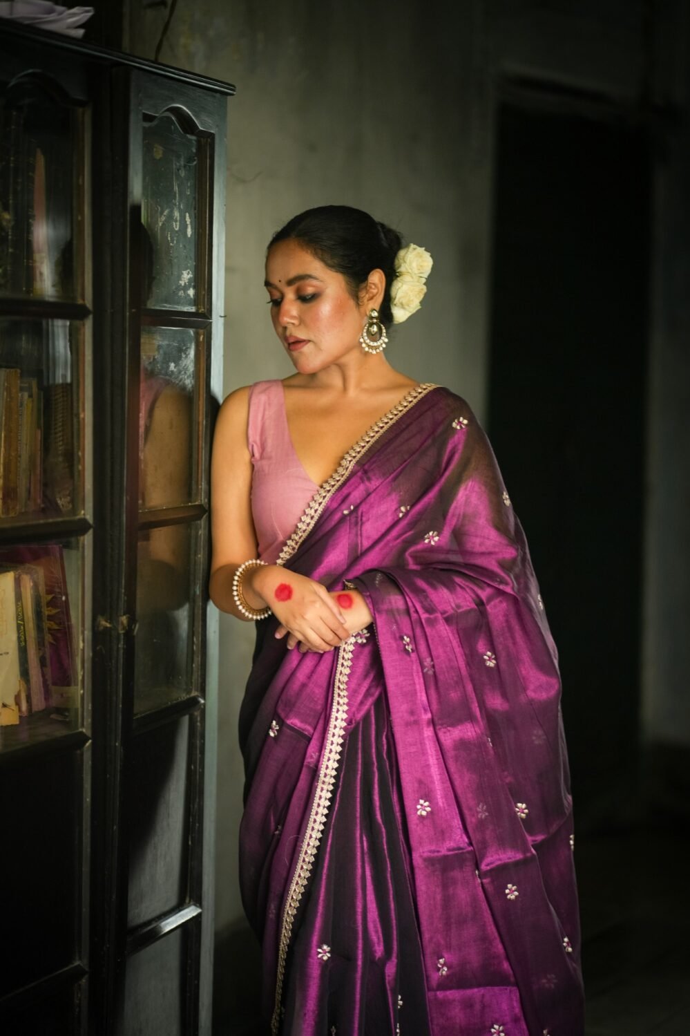 Naaz Embroidered Tissue Saree- MEHR