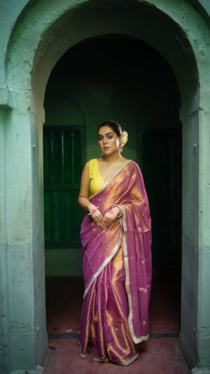 Naaz Embroidered Tissue Saree- NOOR