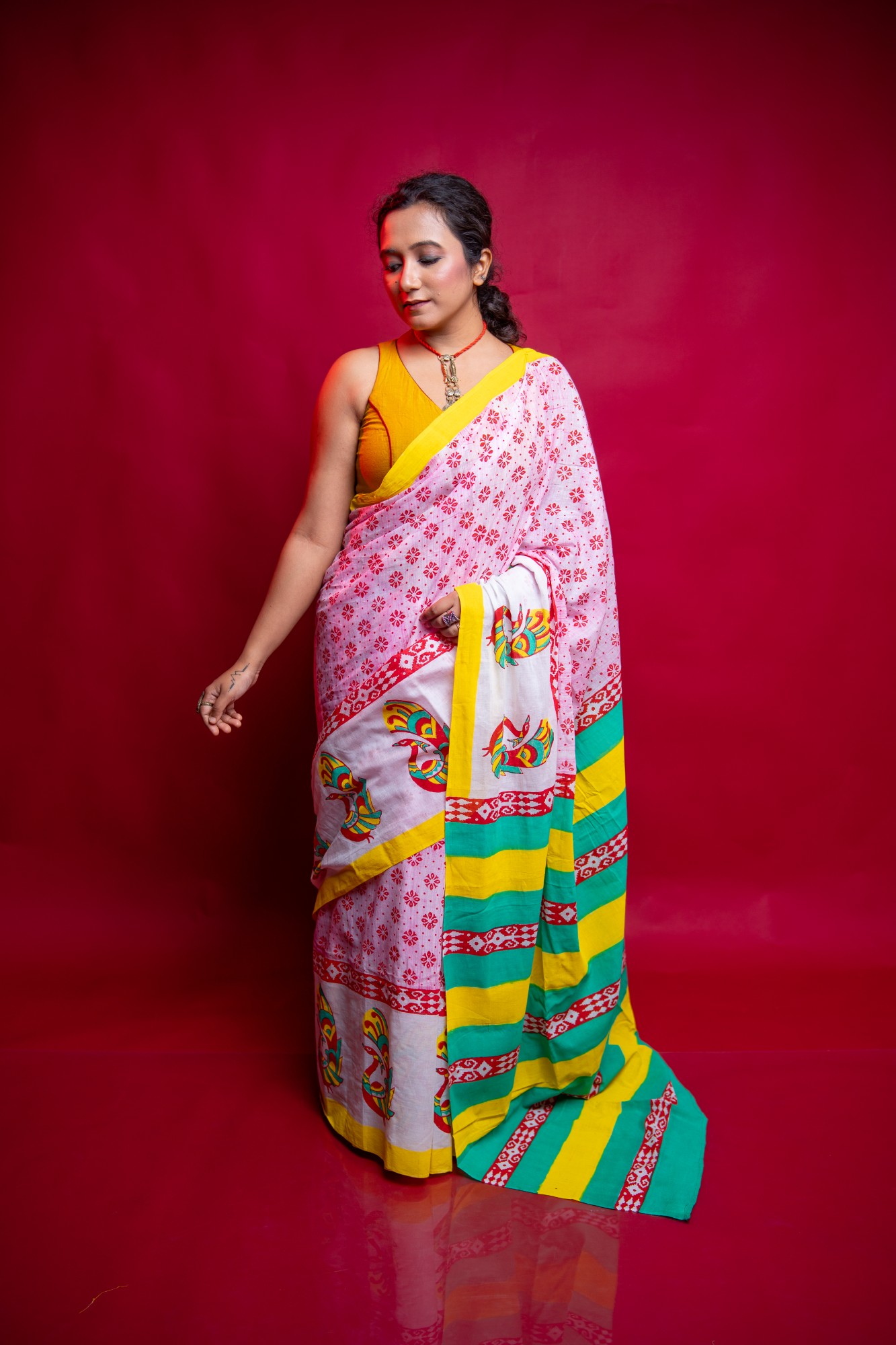 Heer Pure Cotton Chhapa Saree