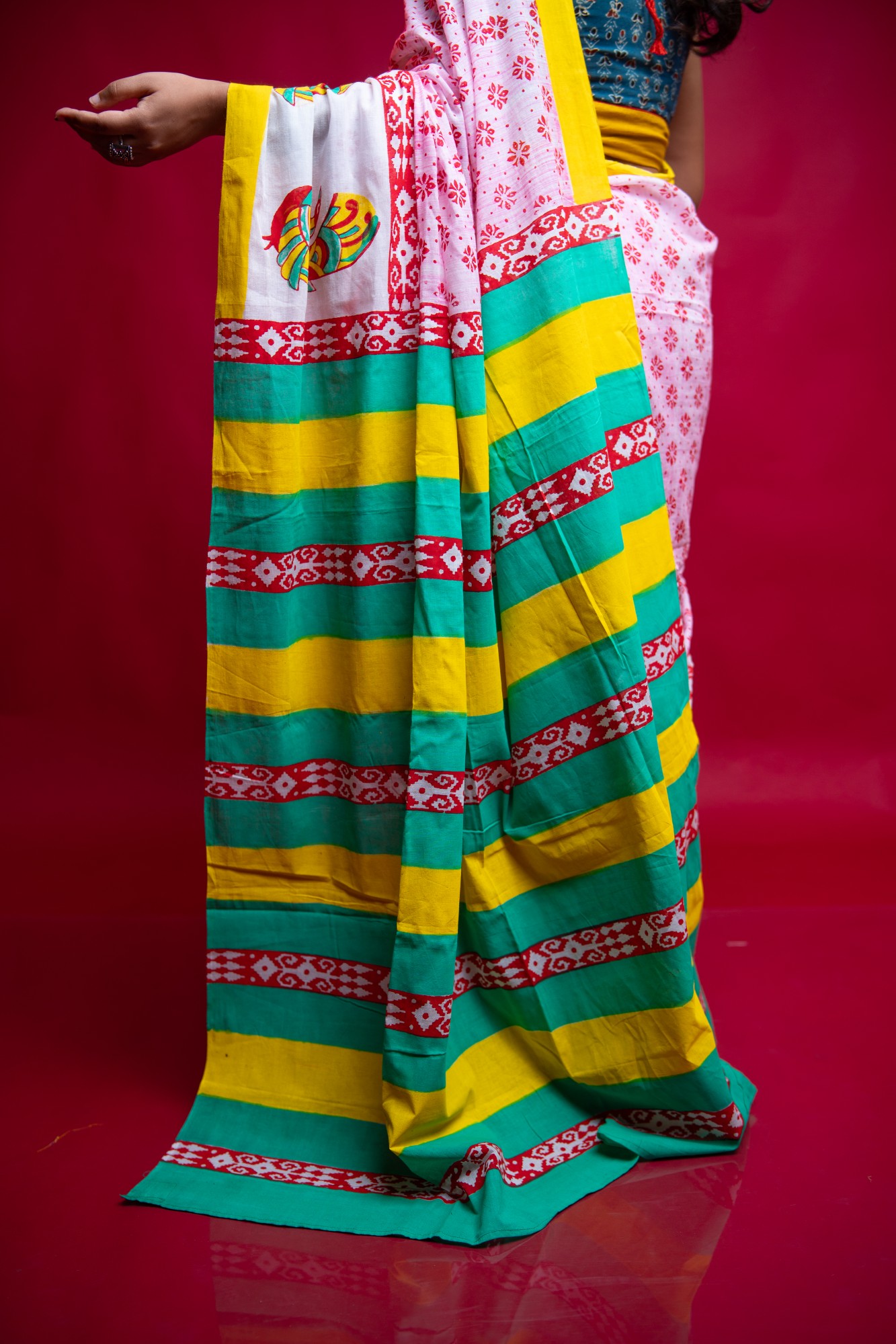 Heer Pure Cotton Chhapa Saree
