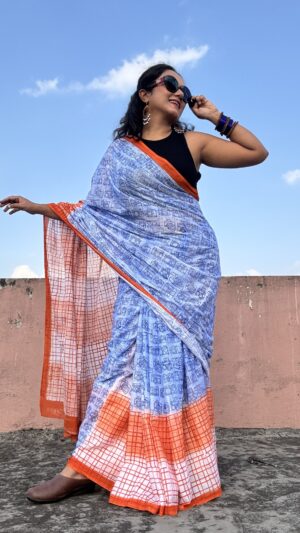 Click Me Pretty Pure Cotton Chhapa Saree