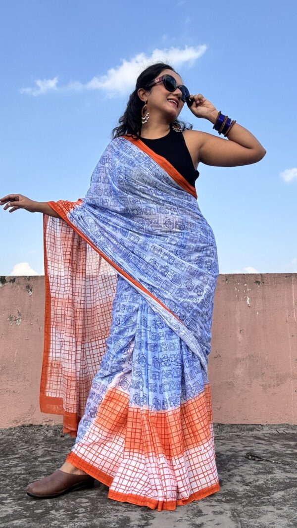 Click Me Pretty Pure Cotton Chhapa Saree
