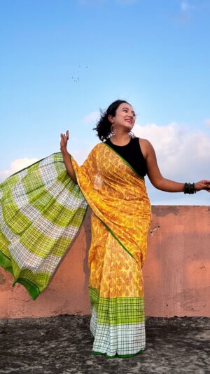 Fall Forest Pure Cotton Chhapa Saree
