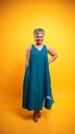 Tie Dye Pure Cotton Antifit Maxi Dress- Teal