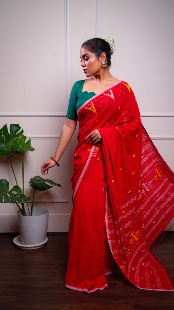 Sindoor Handwoven Pure Cotton Jamdani Saree