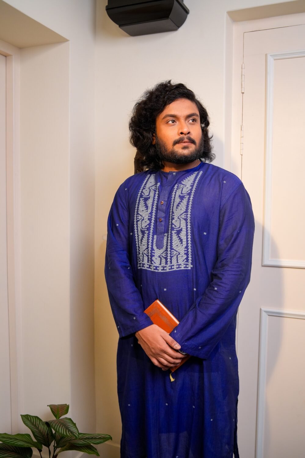 Handwoven Jamdani Kurta for Men- Royal Blue